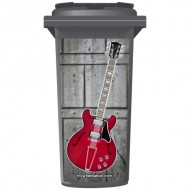 Cherry Red Electric Guitar Style Wheelie Bin Sticker Panel